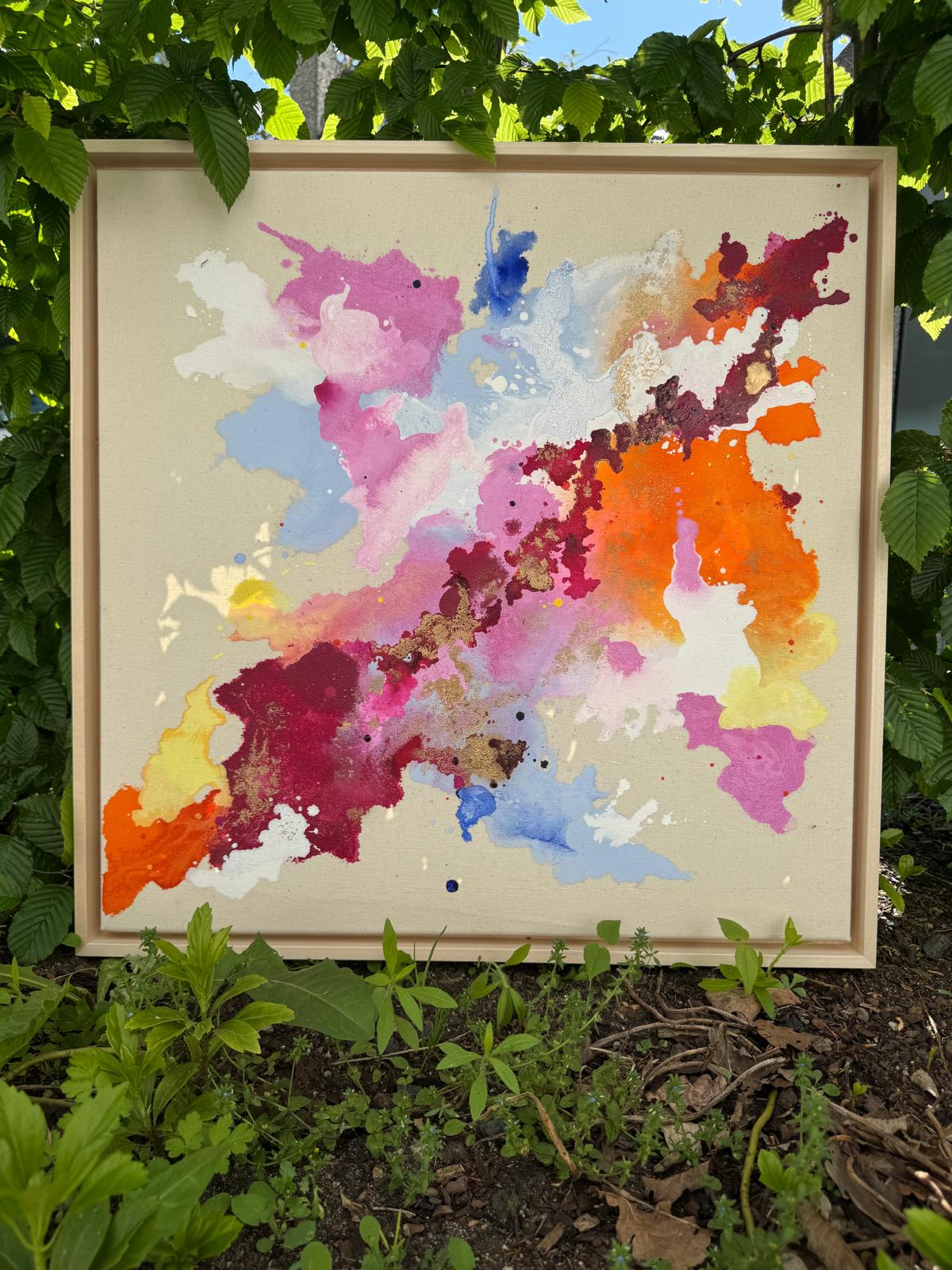 Goldspur, 2026, Acryl und Gold auf roher Baumwollleinwand